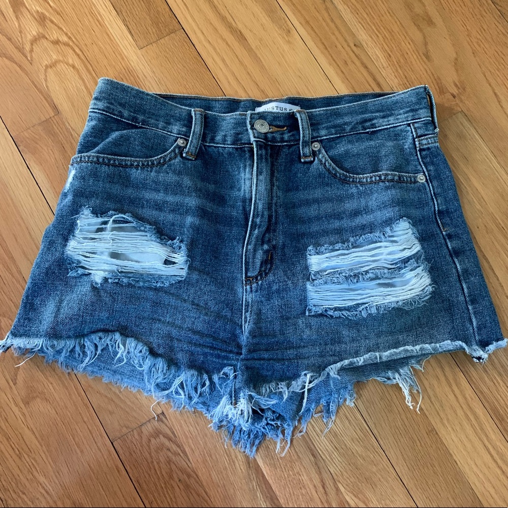 High-Waisted Distressed Denim Cutoff Shorts